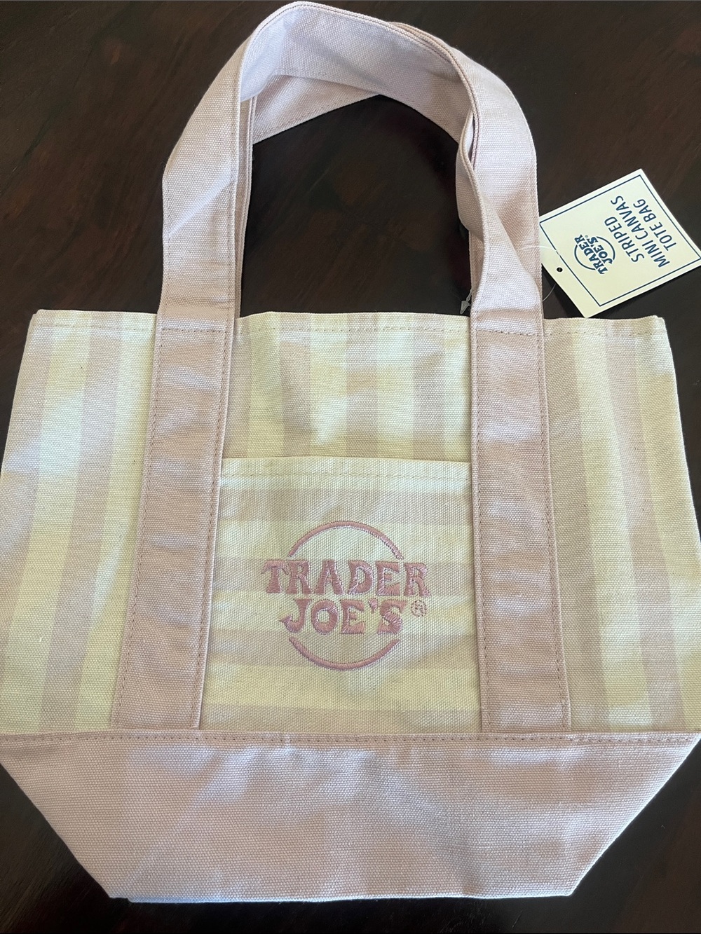 Trader Joe’s Pastel Pink Stripped Mini Tote | NWT
